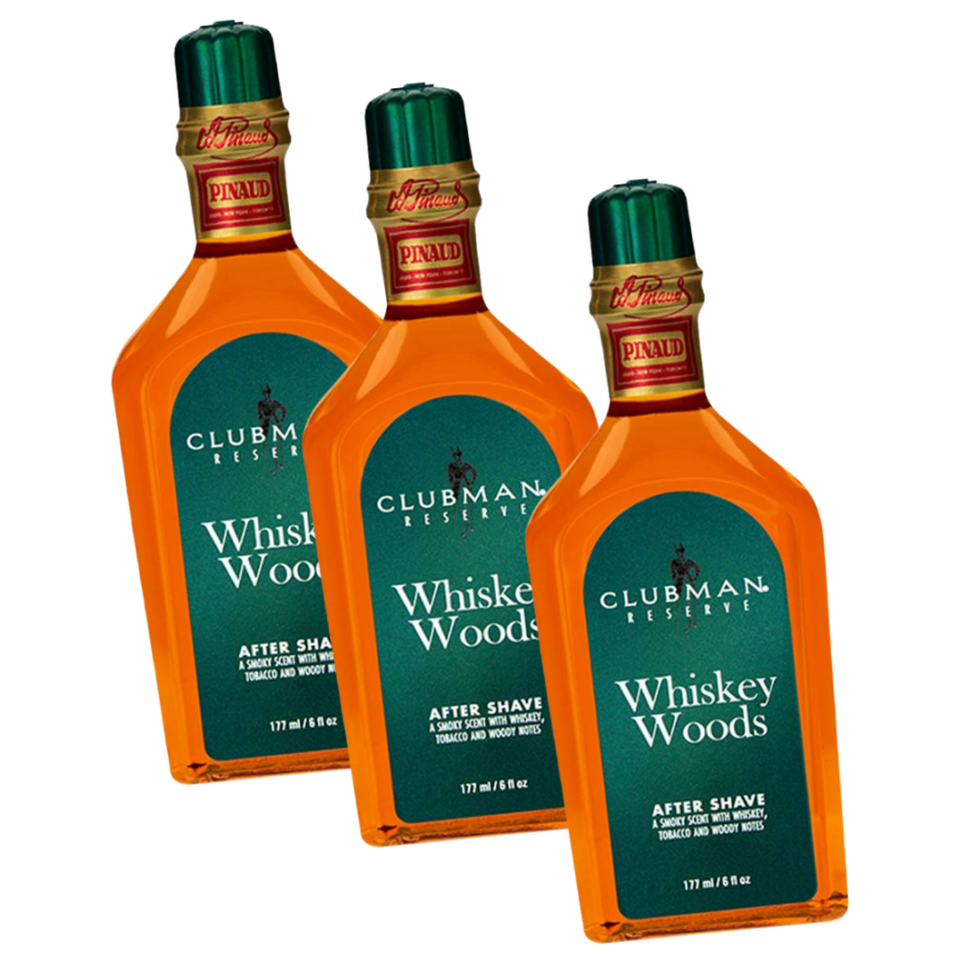 CLUBMAN RESERVE, WHISKEY WOODS AFTER SHAVE LOTION 6oz, 3 Pack